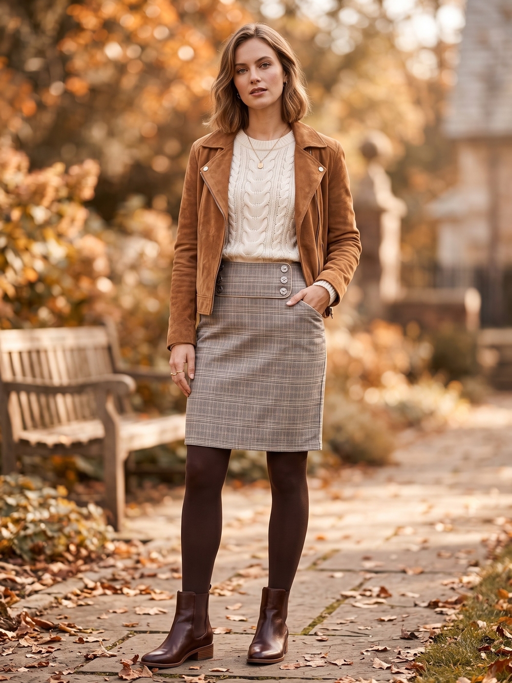 NWT Point Zero Plaid Pencil Skirt Office Siren Dark Academia High Waist